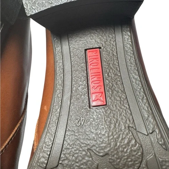 Pikolinos Leather Booties Brown & Bronze Metallic Zip Comfort Heels - Picture 6 of 10